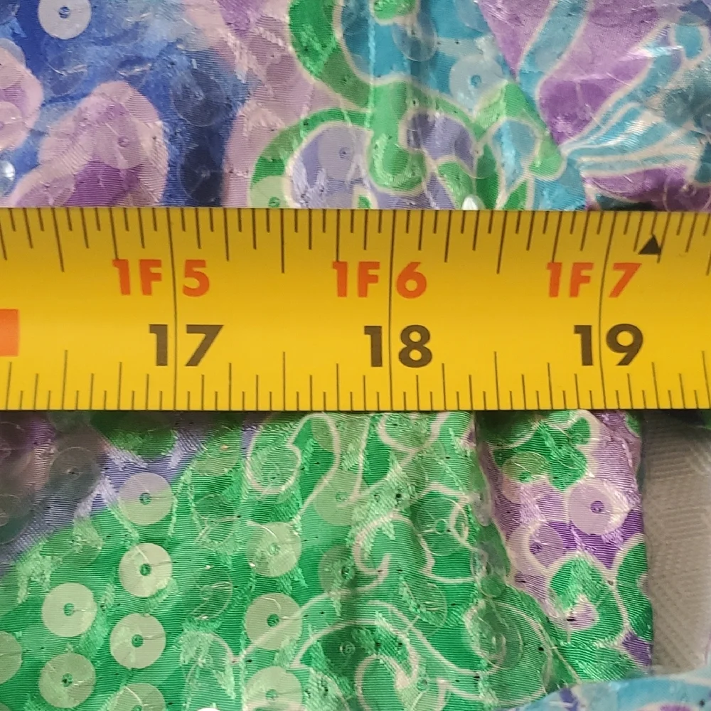 Vtg Sequin-Embellished Lavender & Aqua Women's Blazer - Picture 17 of 17